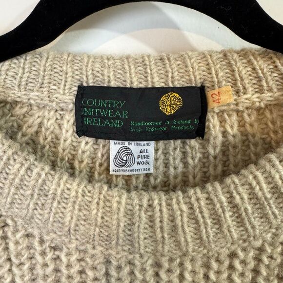 Country Knitwear Ireland Wool Fisherman Sweater Brown Beige 42 | authentic vinta - Picture 4 of 8